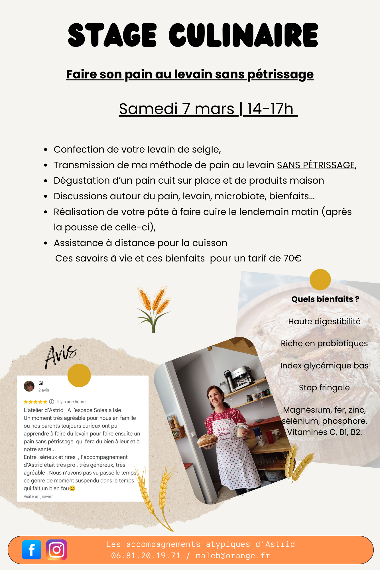 ATELIER CULINAIRE :  Faire son pain au levain sans pétrissage